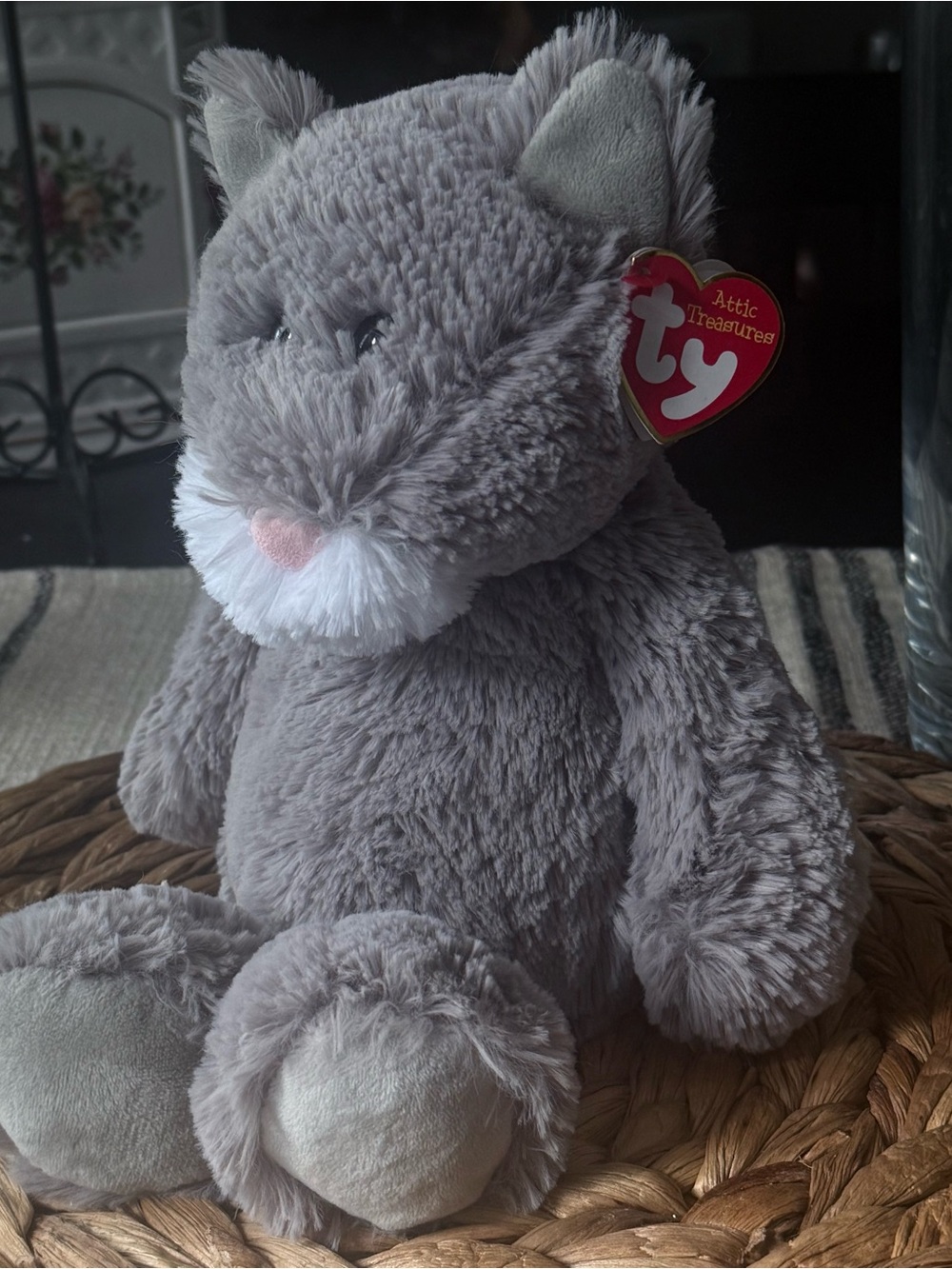 Ty Attic Treasures Plush Gray Cat - Soft Stuffed Animal NWT (2017)